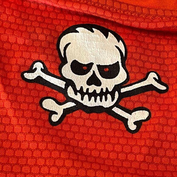 Adidas ClimaCool Orange Skull Design Mens XL Sports T-Shirt  athletic wear read - Picture 11 of 13